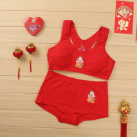 可莉允女童内衣发育期小学生本命年初中学生胸罩大红色高中少女棉文胸胸罩