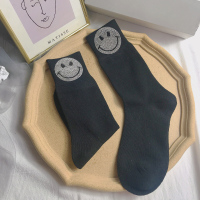 可莉允欧洲站闪亮水钻笑脸咖色堆堆袜冬季色棉中筒短靴网红长袜子潮袜子