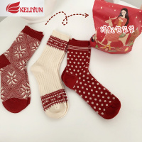 可莉允红色本命年袜子女中筒秋冬棉保暖大红色过年新年长袜 代写贺卡袜子