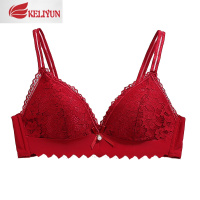 可莉允本命年大红色文胸套装内衣女无钢圈小胸聚拢蕾丝性感无痕鼠年胸罩文胸套装