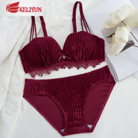 可莉允红色内衣女本命年内裤套装属牛小胸聚拢收副乳防下垂厚性感文胸罩文胸套装