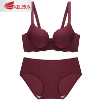 可莉允本命年属牛红色结婚新娘聚拢内衣女小胸无钢圈调整型超厚文胸套装文胸套装