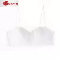 可莉允无肩带性感内衣女无钢圈白色蕾丝裹胸罩薄款抹胸式防走光隐形文胸抹胸