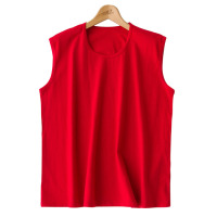 可莉允老人红色无袖衫本命年女士背心红色内衣棉棉衬衫中老年牛年吊带