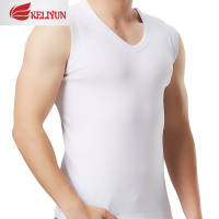可莉允男士背心棉青年坎肩短袖打底汗衫无袖宽肩修身型V领运动紧身夏吊带