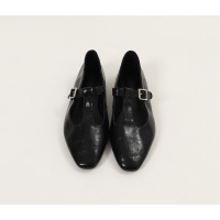 金三志韩国软皮T型带学院复古文艺方头百搭浅口尖头平底玛丽珍仙女单鞋休闲鞋