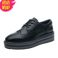 金三志欧洲站松糕鞋女鞋厚底2020年新款秋季小皮鞋英伦风布洛克百搭单鞋休闲鞋