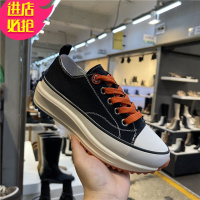 金三志代购            韩国足求ulzzang帆布鞋女021春季圆头系带拼色松糕厚底休闲板鞋潮休闲鞋