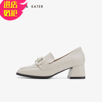 金三志小CK小皮鞋女英伦风中跟春季2021年新款乐福鞋软皮方头粗跟单鞋休闲鞋