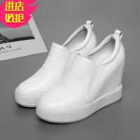 金三志北西图2020新款11CM内增高女鞋休闲皮小白鞋百搭厚底松糕鞋女春休闲鞋