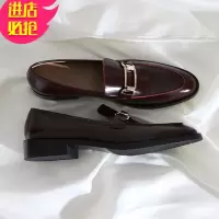 金三志莲花府邸秋简约乐福鞋休闲平底女鞋皮百搭金属扣件一脚蹬小皮鞋休闲鞋