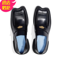 金三志小皮鞋女英伦风2021早春新款蝴蝶头粗跟一脚蹬乐福鞋复古中跟单鞋休闲鞋