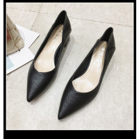 金三志旦娅2021春季新款黑色高跟鞋女尖头中跟百搭OL职业工作上班女单鞋休闲鞋