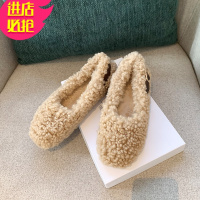 金三志网红毛毛鞋女冬外穿内增高棉瓢鞋豆豆鞋加绒一体羔毛单鞋休闲鞋