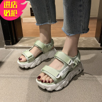 金三志夏季增高厚底松糕凉鞋女2021年新款夏天学生坡跟运动中跟沙滩鞋女休闲鞋