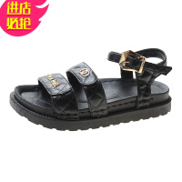 金三志明星同款凉鞋女2021新款夏季厚底松糕鞋韩版百搭夏天休闲鞋沙滩鞋休闲鞋