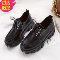 金三志2020新款刘雯同款小皮鞋女冬季黑色厚底英伦风软皮松糕增高单鞋休闲鞋
