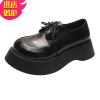 金三志厚底松糕鞋英伦风小皮鞋女2021春季日系复古圆头女鞋系带大头鞋休闲鞋