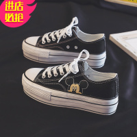 金三志松糕厚底帆布鞋女2021新款米奇老鼠学生韩版ulzzang百搭ins小白鞋休闲鞋