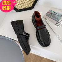 金三志鞋子女小皮鞋女英伦风2021新款百搭日系单鞋厚底增高一脚蹬乐福鞋休闲鞋