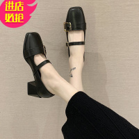 金三志黑色方头英伦复古单鞋潮2021新款百搭赫本风玛丽珍小皮鞋日系jk鞋休闲鞋