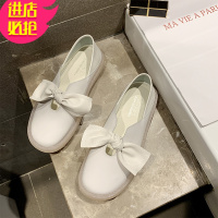 金三志女鞋2019新款秋鞋休闲百搭平底乐福小白鞋两穿果冻软底仙女风单鞋休闲鞋