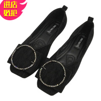 金三志复古方头平底单鞋女44时尚百搭软底瓢鞋加大码41 42 43特大码女鞋休闲鞋