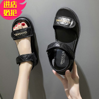 金三志运动凉鞋女夏平底2021新款平底百搭软底轻便网红学生魔术贴沙滩鞋休闲鞋