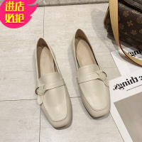 金三志英伦风小皮鞋女网红复古百搭方头单鞋低跟休闲平底懒人两穿乐福鞋休闲鞋