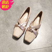 金三志秋平底玛丽珍奶奶鞋女浅口低跟方头单鞋韩版交叉带仙女风芭蕾舞鞋休闲鞋