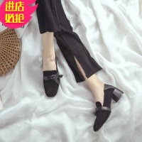 金三志粗跟单鞋女2021春季网红晚晚百搭英伦仙女风中高跟少女配裙乐福鞋休闲鞋