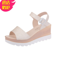 金三志2021新款凉鞋女夏季厚底韩版学生中跟高跟松糕底休闲沙滩鞋女鞋潮休闲鞋