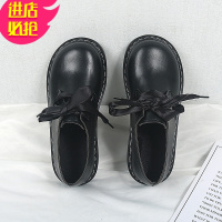 金三志小皮鞋女英伦风丝带百搭学院学生日系厚底萌软妹黑色大头鞋jk单鞋休闲鞋