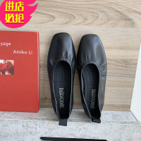 金三志软皮奶奶鞋女复古韩版仙女2021新款春秋百搭浅口瓢鞋方头平底单鞋休闲鞋