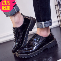 金三志短靴男春季英伦大头工装马丁靴低帮休闲皮鞋漆皮亮面板鞋皮靴男鞋休闲鞋