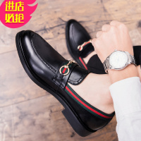 金三志皮鞋男商务正装春夏季一脚蹬懒人青少年潮流西装鞋帅气英伦休闲鞋休闲鞋