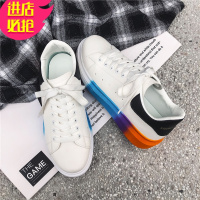 金三志春季2021新款韩版潮流皮面涂鸦板鞋男小白休闲潮鞋青少年百搭男鞋休闲鞋