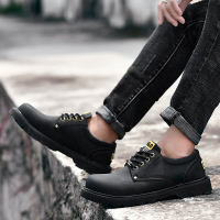 金三志男式工装鞋低帮英伦大头鞋休闲鞋韩版潮鞋百搭圆头厚底男鞋黑休闲鞋