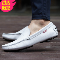 金三志男士豆豆鞋男夏季2019新款韩版百搭社会英伦皮春季一脚蹬懒人鞋休闲鞋