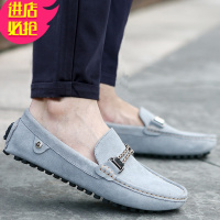 金三志2021新款英伦韩版春秋季男式豆豆鞋男皮磨砂时尚青年懒人鞋子潮休闲鞋