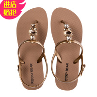 金三志ROCKY BEAR/洛克熊水钻罗马凉鞋女ins潮夏2020夹脚度假沙滩平底鞋凉鞋