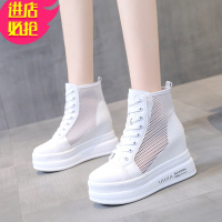 金三志内增高马丁靴女2021夏季新款透气英伦风短靴百搭网纱镂空凉靴女鞋凉鞋