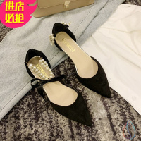 金三志*尖头高跟鞋女2021年夏季新款百搭浅口包头ins潮仙女风珍珠凉鞋女凉鞋