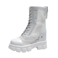 金三志短靴女春秋单靴凉靴新款夏薄款马丁靴网红内增高中筒网纱镂空靴子凉鞋