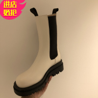 金三志2020年秋冬烟筒网红同款马丁靴女英伦风中筒靴子厚底切尔西短靴女凉鞋