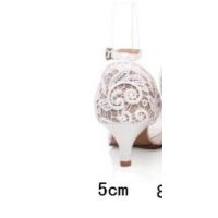 金三志白色蕾丝高跟鞋婚纱礼服绣花鞋中跟鱼嘴单鞋伴娘新娘细跟婚鞋女凉鞋