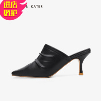 金三志小CK高跟穆勒鞋女尖头复古白色凉鞋2021年新款经典复古女鞋懒人鞋凉鞋