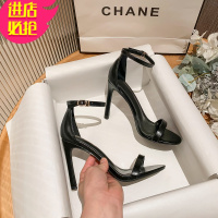 金三志一字带凉鞋女2021年新款夏季时装百搭法式仙女风高跟鞋子细跟女鞋凉鞋