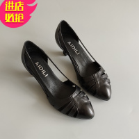 金三志皮复古镂空中跟凉鞋女夏季新款优雅百搭包头套脚细跟仙女凉鞋凉鞋