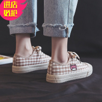 金三志香港2021春新款小白鞋百搭板鞋低帮休闲透气帆布鞋女韩版小熊鞋潮帆布鞋
